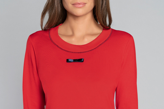 Izera Дамска пижама с дълъг ръкав и дълъг панталон Италианска мода - червено/принт