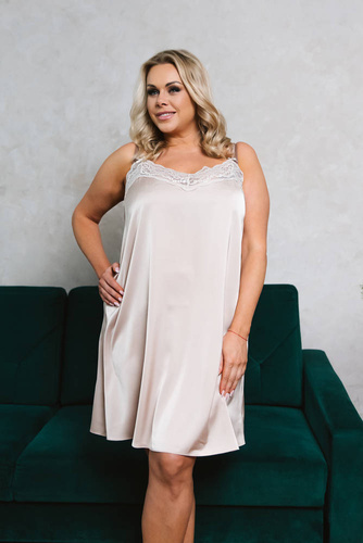 Докосване на нощницата с тясна презрамка, къса Italia Fashion - бежово