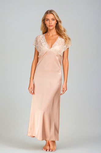 Сатенен слип Mactan от Kalimo - дълга нощница с дантела, nude