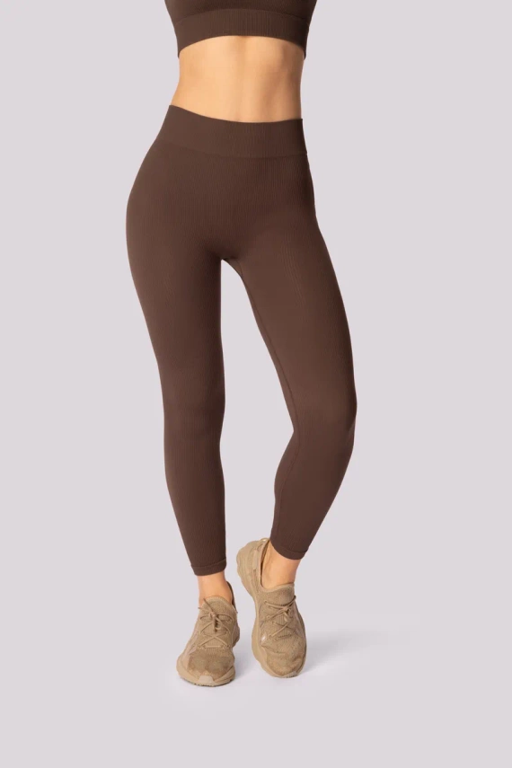 Ribbed legginsy damskie prążek Mona caffe