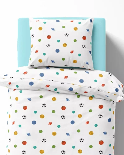 5442 A Sportowy Sen Детско памучно спално бельо Detexpol бяло