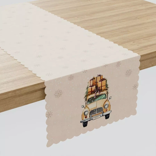 PBN283 Коледна ретро кола Сенник за маса бежов