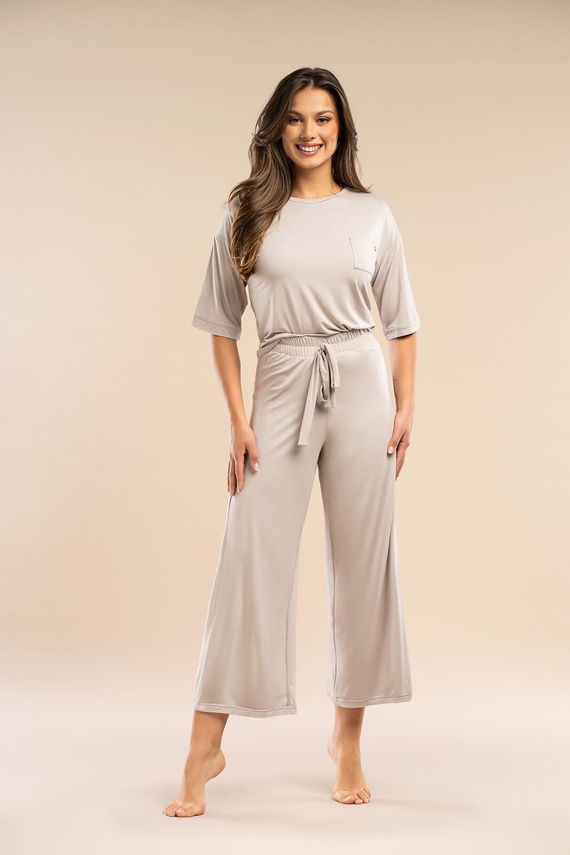 Дамска пижама MK34 Only You, бежова Belle Reverie - вискоза, къс ръкав, лека и чувствена