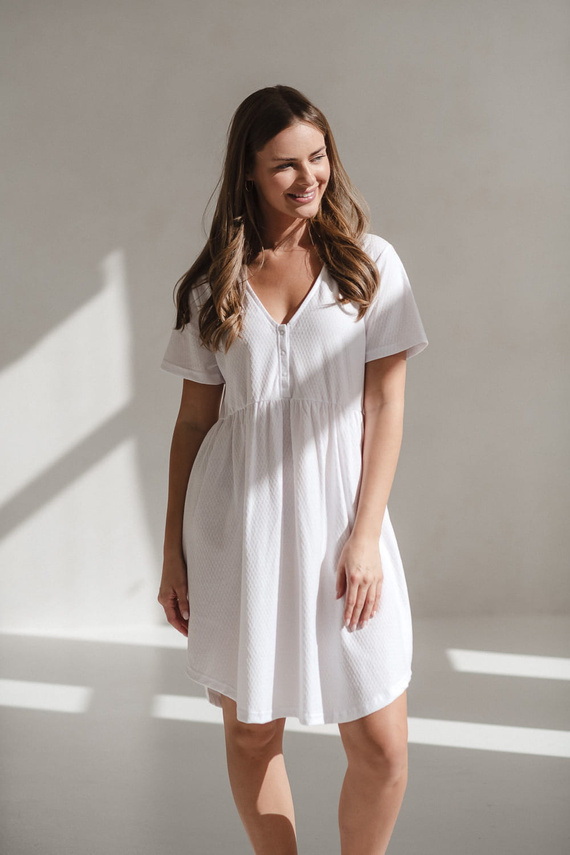 Нощница за бременни и кърмачки Aurora Milk&Love бяла