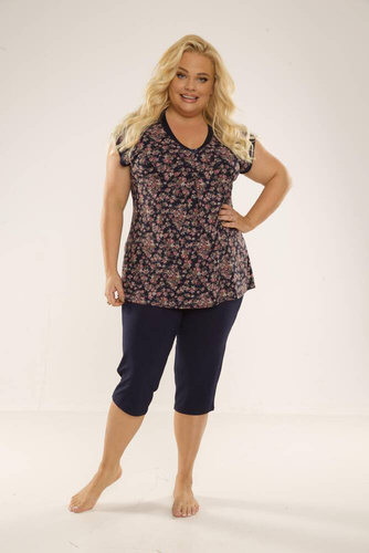 489/491 Mia Женска пижама плюс размер Forex - тъмно синьо