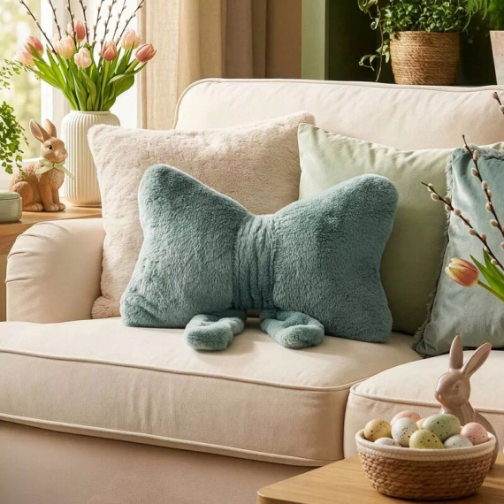 Eurofirany Wiosna 135 – декоративна възглавница 37x10x30 с панделка sage