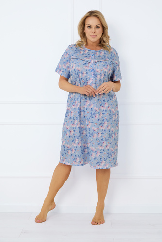 Нощна риза с разкопчани копчета Facelia, къс ръкав Италианска мода - принт