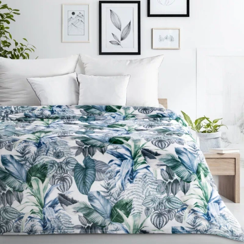 Davos 2 одеяло одеяло листа еврофирани зелено и сребристо