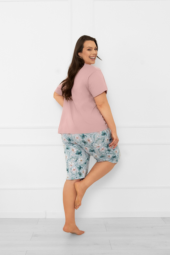 Дамска пижама Perlis - къс ръкав, къс панталон, памук Италианска мода