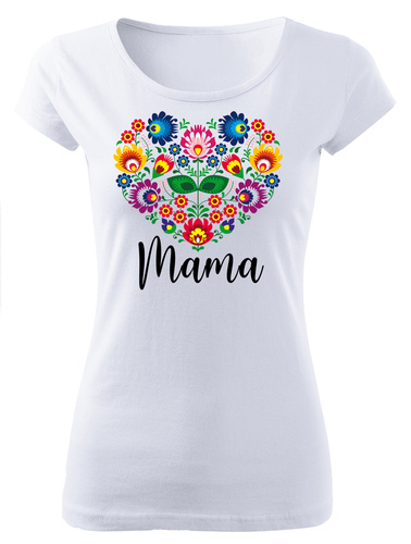 Дамска тениска "Мама фолк със сърце" Moocha бяла