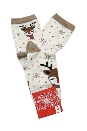 1283-015 Елен с шал Коледни дамски чорапи Милена - екрю бежово