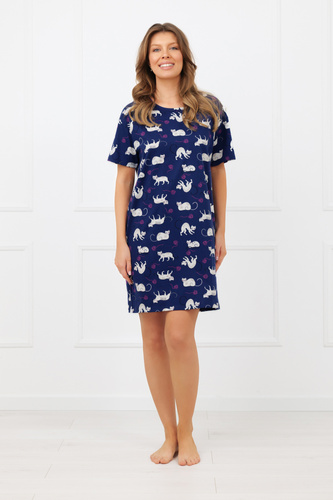 Нощница Mimi Italian Fashion 100% памук – дамска, къс ръкав