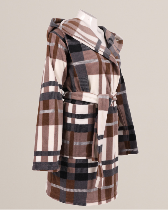 031 De Lafense одеяло за баня - топъл дамски халат от полар Super Cozy, кафяв