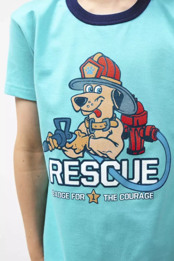 Remek Пижама за момчета с къс ръкав и панталон Италианска мода - тюркоазена