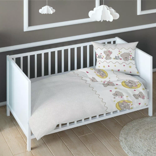 2896 D Dreamland Детско памучно спално бельо, мечета Каро