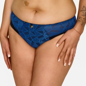 2602 Бикини Lupoline - класически сини с черна гумена лента, дантелени