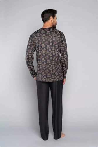 Pinus Мъжка пижама с дълъг ръкав, дълъг панталон Италианска мода - принт/графит