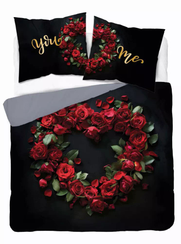 5287 A Холандско памучно спално бельо Ти и Аз Ти и Аз Detexpol черно