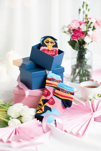 K89S Super Mama Чорапи за крака Италианска мода - тъмно синьо/цветни