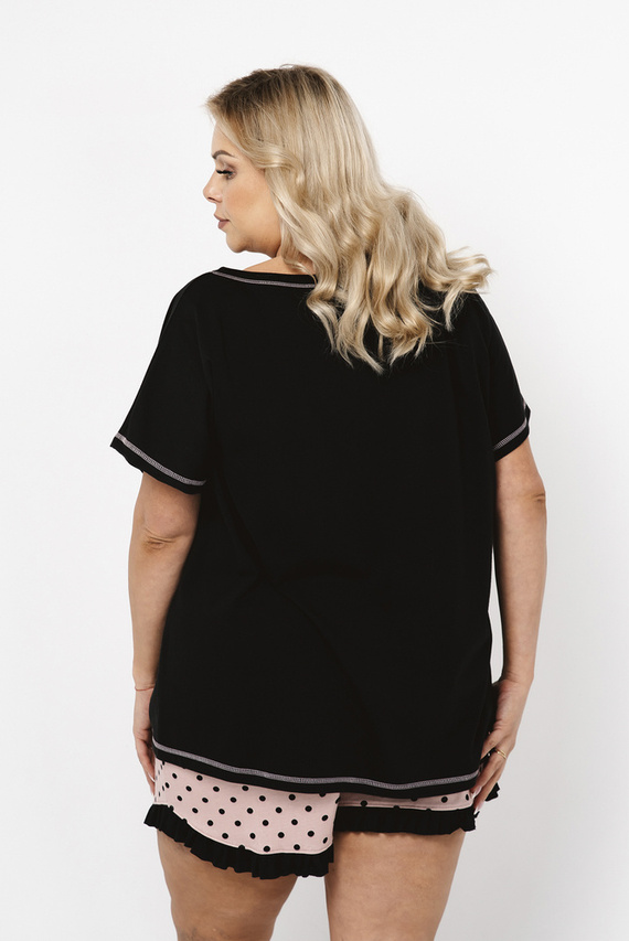 Buscato Дамска пижама с къс ръкав, къси панталони Италианска мода - принт/черно