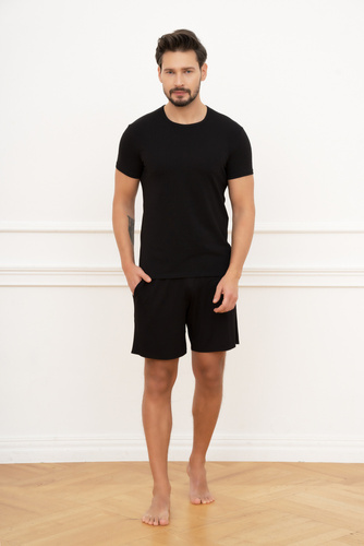 Ikar Мъжка тениска с къс ръкав Италианска мода - черна 