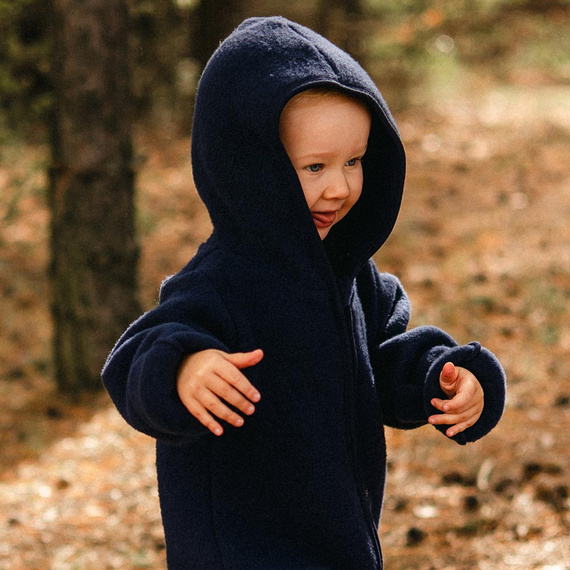 Бебешки гащеризон от мериносова вълна Eevi – тъмносин, мек и дишащ