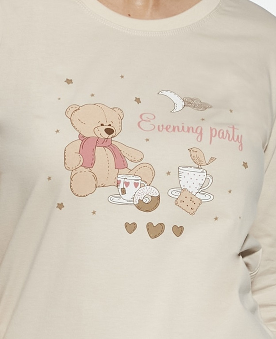 594/187 592/187 Piżama dziewczęca Cornette Bears | Bawełna, nadruk, długie spodnie w kratkę