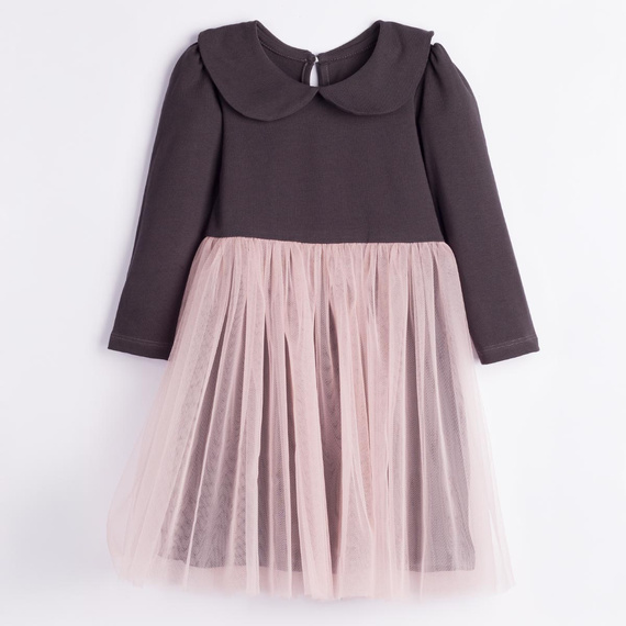 Рокля за момиче Nicol Tosia 225166 от тюл графитено и прасковено розово