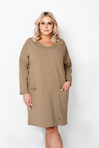Karina дамска туника с дълъг ръкав Италианска мода - камилска