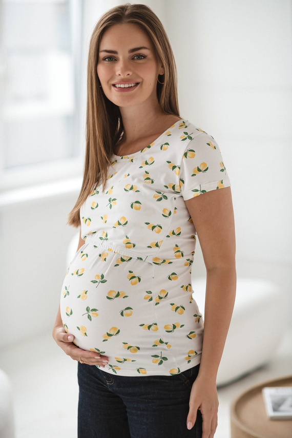 Milk Shirt Блуза за кърмачки и бременни с къс ръкав Milk&Love с лимончета - удобна и стилна