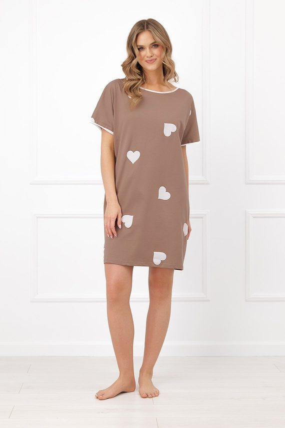 Italian Fashion Mila нощница Mega Soft с къс ръкав, сърца, памук