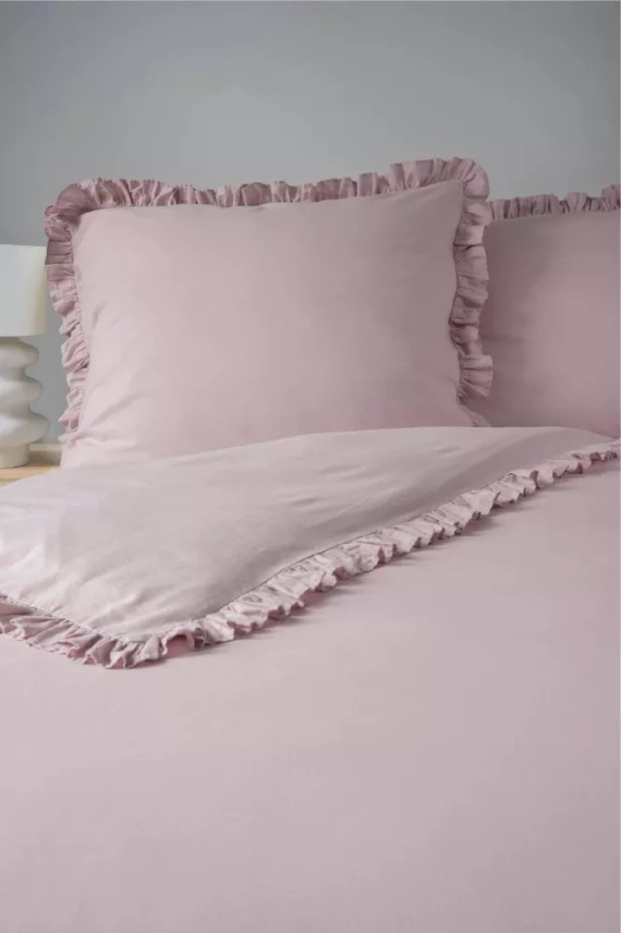 Pure 23 Едноцветно памучно спално бельо Detexpol розово