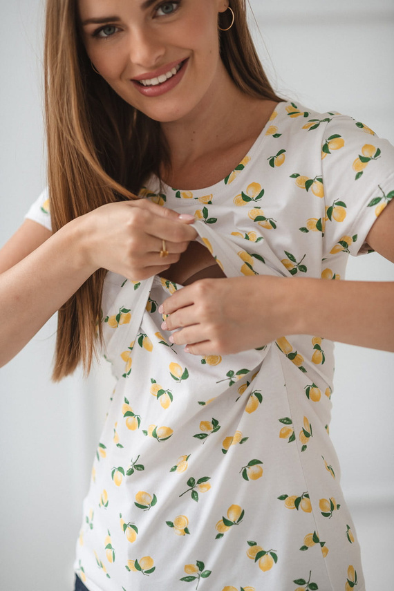 Milk Shirt Блуза за кърмачки и бременни с къс ръкав Milk&Love с лимончета - удобна и стилна