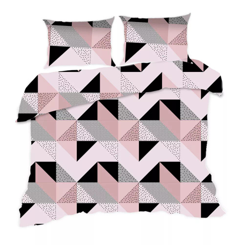 1840N Класически комплект спално бельо от памук E24 Karo, прахово черна геометрия – 100% памук, издръжлив, цветен, комплект от 2 части