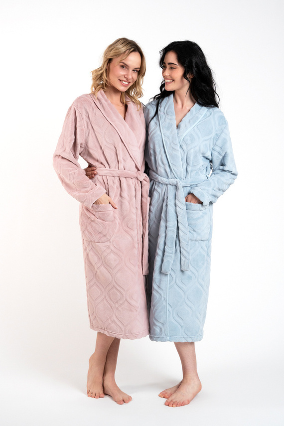 Дамски халат от полар Morena Италианска мода - прахово розово 