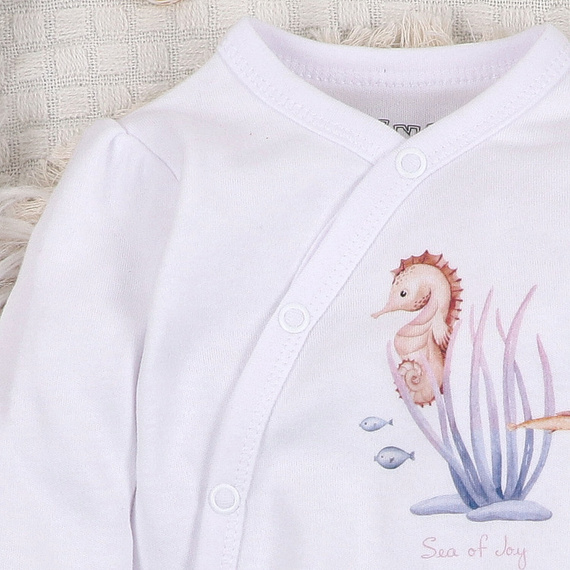 ABN-5472 Боди с дълги ръкави Underwater World Nini бяло – органичен памук, за бебета