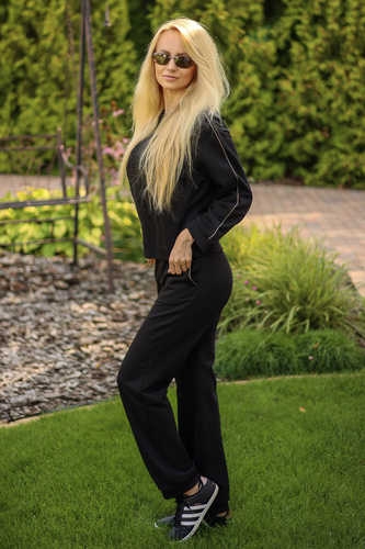 Дамски анцуг Maio Mirale, памук 95% памук 5% еластан, полско производство - елегантен спортен комплект - черен