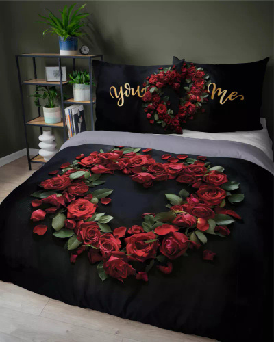 5287 A Холандско памучно спално бельо Ти и Аз Ти и Аз Detexpol черно