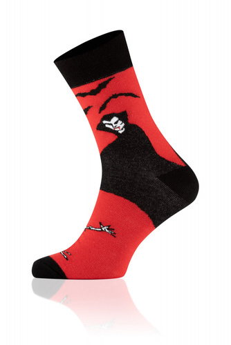 S146D Дълги чорапи Dracula Италианска мода - черно/червено/бяло