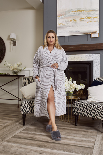 Asma Дамски халат от полар Италианска мода - сив