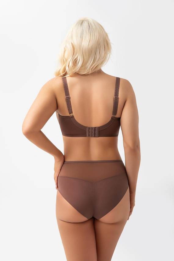 Дамски високи бикини F019 Frida Gorsenia шоколадови с бродерия soft