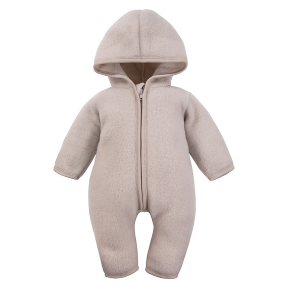 Бебешки костюм Eevi от мериносова вълна - бежов, мек и дишащ