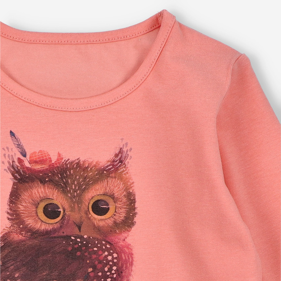 KAR-3001 Блуза с дълъг ръкав Lagarto Verde в цвят сьомга за момичета – стилна, памучна, полско производство