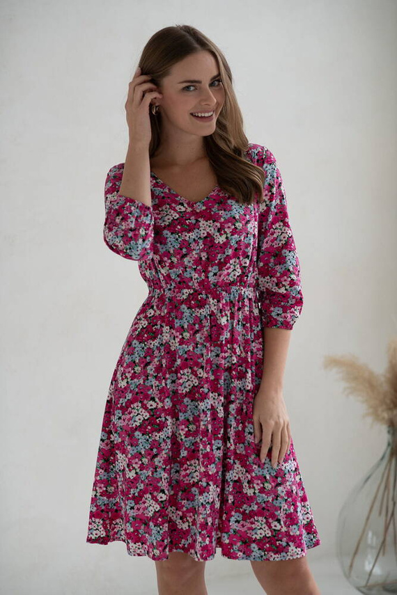 Миди рокля за бременни и кърмачки Lovely Dress с 3/4 ръкав от Milk&Love с цветя