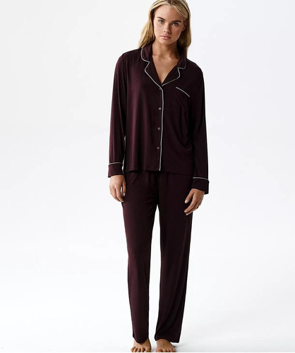 Дамска пижама Atlantic NLP-495 от модал с дълъг ръкав и копчета