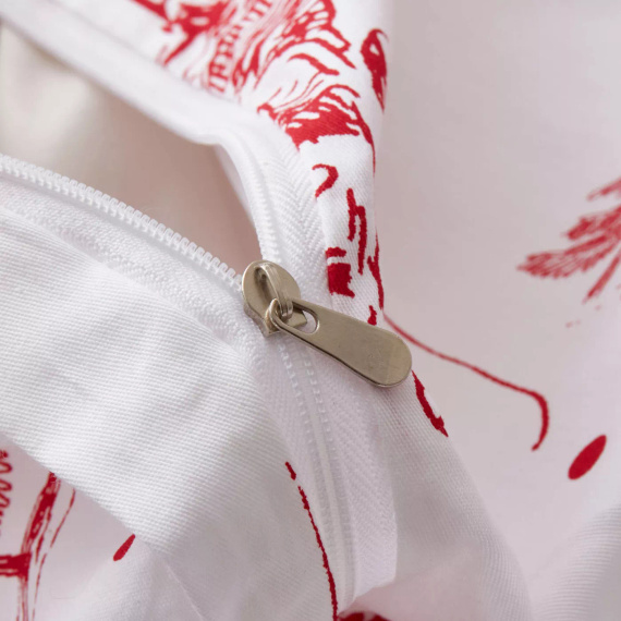 Коледно спално бельо Laponia памучен сатен от Spod Igły i Nitki бяло червено – елегантно и меко