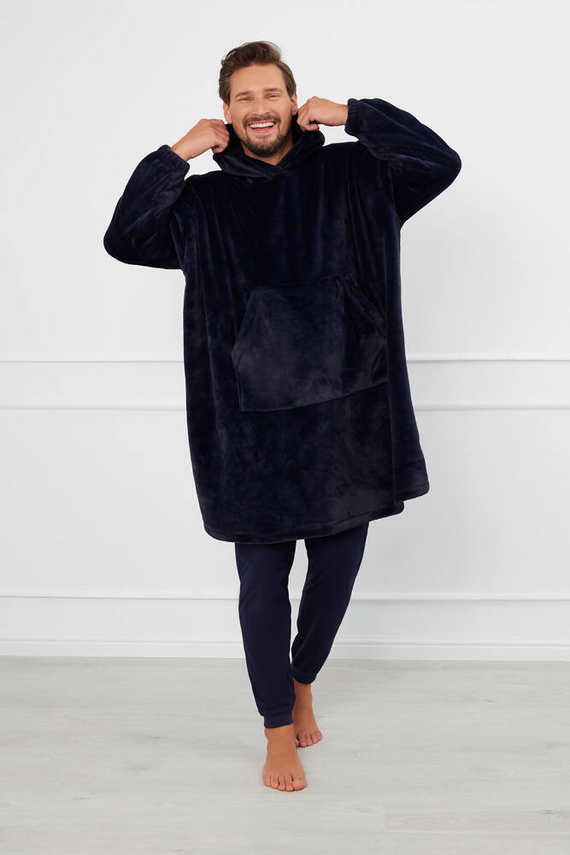 Forio Блуза с качулка унисекс Италианска мода - тъмносиньо 