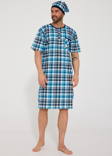 Cornette 109/38– мъжка нощница от 100% памук с къс ръкав, копчета и джоб