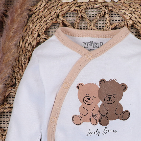 Бяло боди с плик от органичен памук Sweet Bears Nini