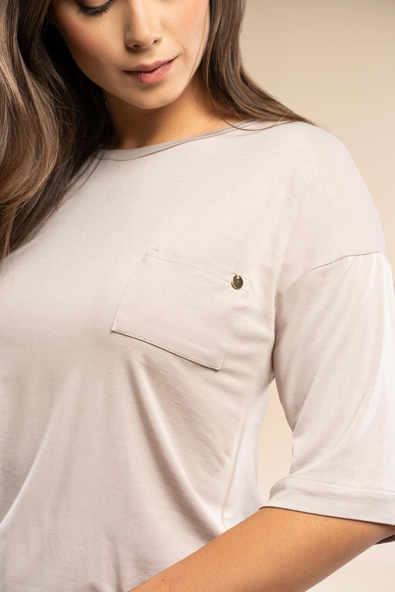 Дамска пижама MK34 Only You, бежова Belle Reverie - вискоза, къс ръкав, лека и чувствена